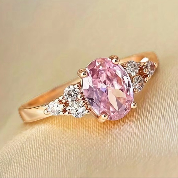 Anthropologie Jewelry - Elegant Pink Gemstone Gold Ring.